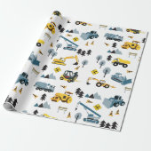 Blue Construction Trucks & Site Theme Muster Geschenkpapier (Ungerollt)