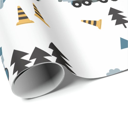 Blue Construction Trucks & Site Theme Muster Geschenkpapier (Rolleneckpunkt)