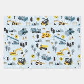 Blue Construction Trucks & Site Theme Muster Geschenkpapier Set (Vorderseite 2)