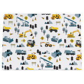 Blue Construction Trucks & Site Theme Muster Große Geschenktüte (Vorderseite)