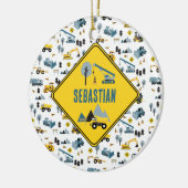 Blue Construction Trucks & Site Theme Muster Keramik Ornament (Links)