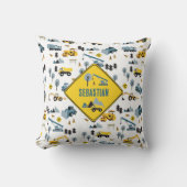 Blue Construction Trucks & Site Theme Muster Kissen (Vorderseite)