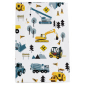 Blue Construction Trucks & Site Theme Muster Mittlere Geschenktüte (Vorderseite)
