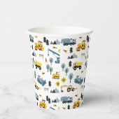 Blue Construction Trucks & Site Theme Muster Pappbecher (Rechts)
