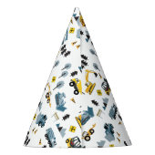 Blue Construction Trucks & Site Theme Muster Partyhütchen (Rückseite)