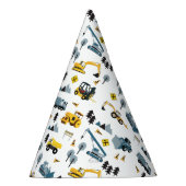 Blue Construction Trucks & Site Theme Muster Partyhütchen (Rechts)