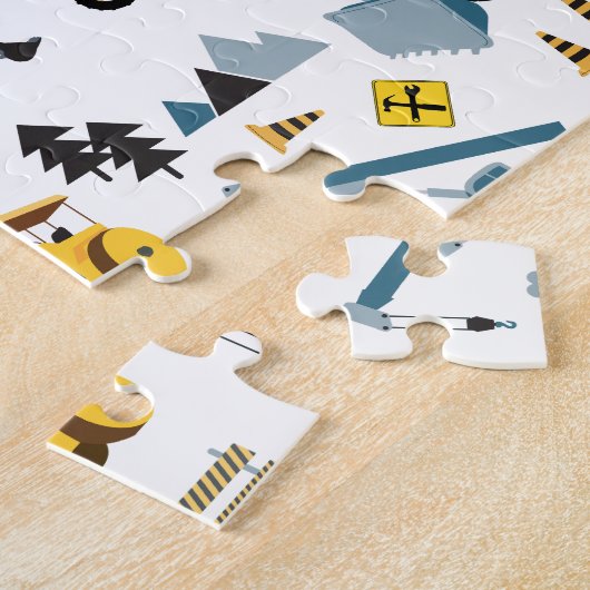 Blue Construction Trucks & Site Theme Muster Puzzle (Seite)