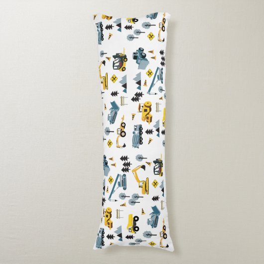 Blue Construction Trucks & Site Theme Muster Seitenschläferkissen (Vorderseite Vertikal)