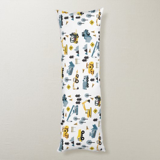 Blue Construction Trucks & Site Theme Muster Seitenschläferkissen (Rückseite (Vertikal))