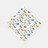 Blue Construction Trucks & Site Theme Muster Serviette (Ecke)