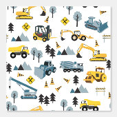 Blue Construction Trucks & Site Theme Muster Tapete (Vorderseite)