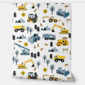 Blue Construction Trucks & Site Theme Muster Tapete (Abrollen)