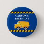 Blue Construction Vehicle Custom Birthday Boy Button (Vorderseite)