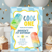 Blue Cool One Popsicle Summer Boy Birthday Einladung