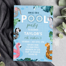 Blue Cool Pool Boy Geburtstag Einladung