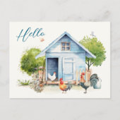 Blue Coop Chicken Farm Hallo Postkarte (Vorderseite)