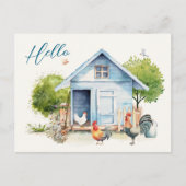 Blue Coop Chicken Farm Hallo Postkarte (Vorderseite)