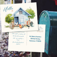 Blue Coop Chicken Farm Hallo Postkarte