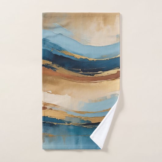 Blue copper and gold waves badhandtuch set (Handtuch)