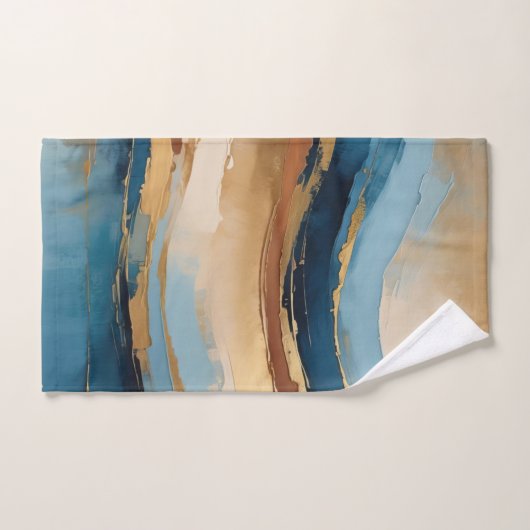 Blue copper and gold waves badhandtuch set (Handtuch)