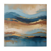 Blue copper and gold waves fliese (Vorderseite)