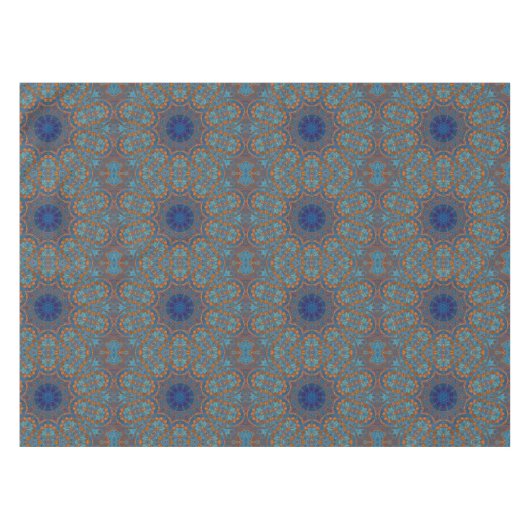 Blue Copper Graphic Circle Indian Style Muster Tischdecke (Vorderseite (Horizontal))