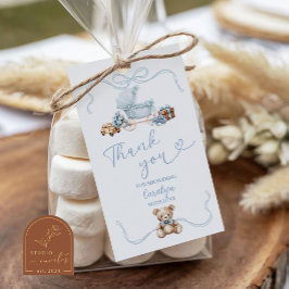 Blue Coquette Baby Carriage Baby Shower Gift Tag Geschenkanhänger