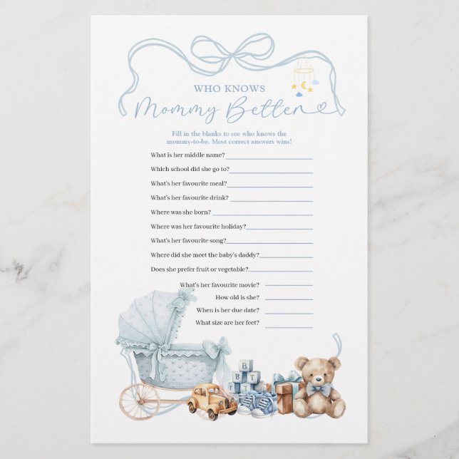 Blue Coquette Baby Carriage Who Know Mommy Better (Vorderseite)