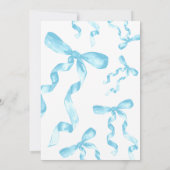 Blue Coquette Bow Baby Dusche Einladung (Rückseite)