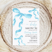 Blue Coquette Bow Baby Dusche Einladung