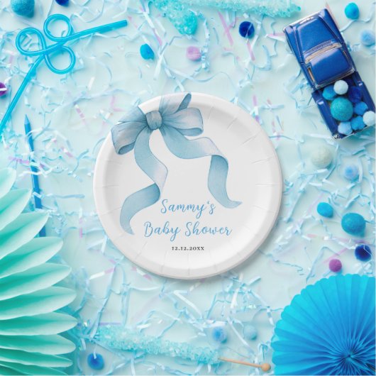 Blue Coquette Bow Baby Dusche Pappteller (Party)