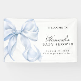 Blue Coquette Bow Boy Baby Shower Welcome Sign Banner