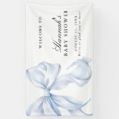 Blue Coquette Bow Boy Baby Shower Welcome Sign Banner (Vertikal)