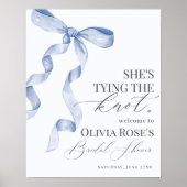 Blue Coquette Bow Brautparty Begrüßungszeichen Poster (Vorne)