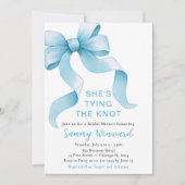 Blue Coquette Bow Brautparty Einladung (Vorderseite)