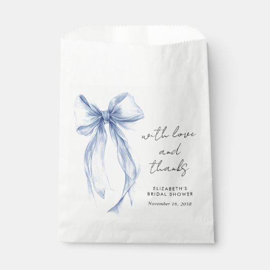 Blue Coquette Bow Brautparty Vielen Dank Geschenktütchen (Vorderseite)