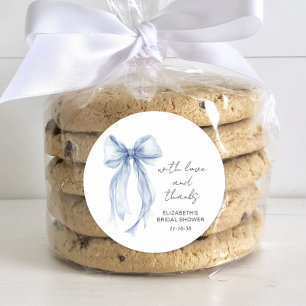 Blue Coquette Bow Brautparty Vielen Dank Runder Aufkleber