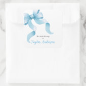 Blue Coquette Bow Buchzeichen Quadratischer Aufkleber (Tasche)