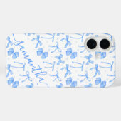 Blue Coquette Bow Custom Name Case-Mate iPhone Hülle (Rückseite (Horizontal))