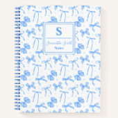 Blue Coquette Bow Custom Name Notizblock (Vorderseite)