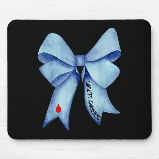 Blue Coquette Bow Diabetes Bewusstsein Typ 1 Diabe Mousepad (Vorne)