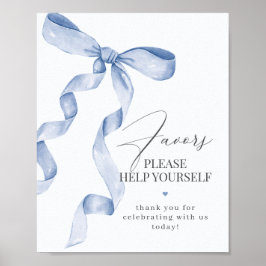Blue Coquette Bow favorisiert Party-Dekoration Sig Poster