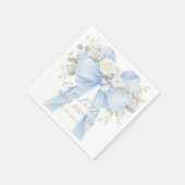 Blue Coquette Bow Floral Baby Boy Shower Serviette (Ecke)