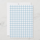 Blue Coquette Bow Gingham Boy Baby Dusche Einladung (Rückseite)
