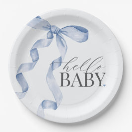 Blue Coquette Bow Girl Baby Dusche Dekoration Pappteller
