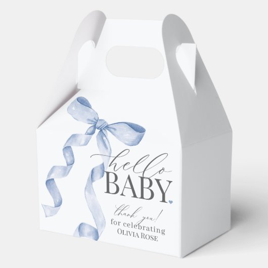 Blue Coquette Bow Girl Baby Duschgeschenk Geschenkschachtel (Vorderseite)
