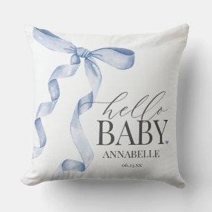 Blue Coquette Bow Girl Baby Duschgeschenk Kissen