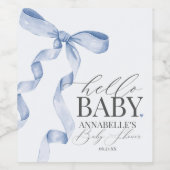 Blue Coquette Bow Girl Baby Duwer Favoriten Weinetikett (Einzelnes Label)