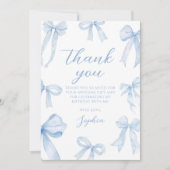 Blue Coquette Bow Girl Geburtstagsparty Dankeskarte (Vorderseite)