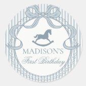 Blue Coquette Bow Horse Birthday Envelope Seal Runder Aufkleber (Vorderseite)